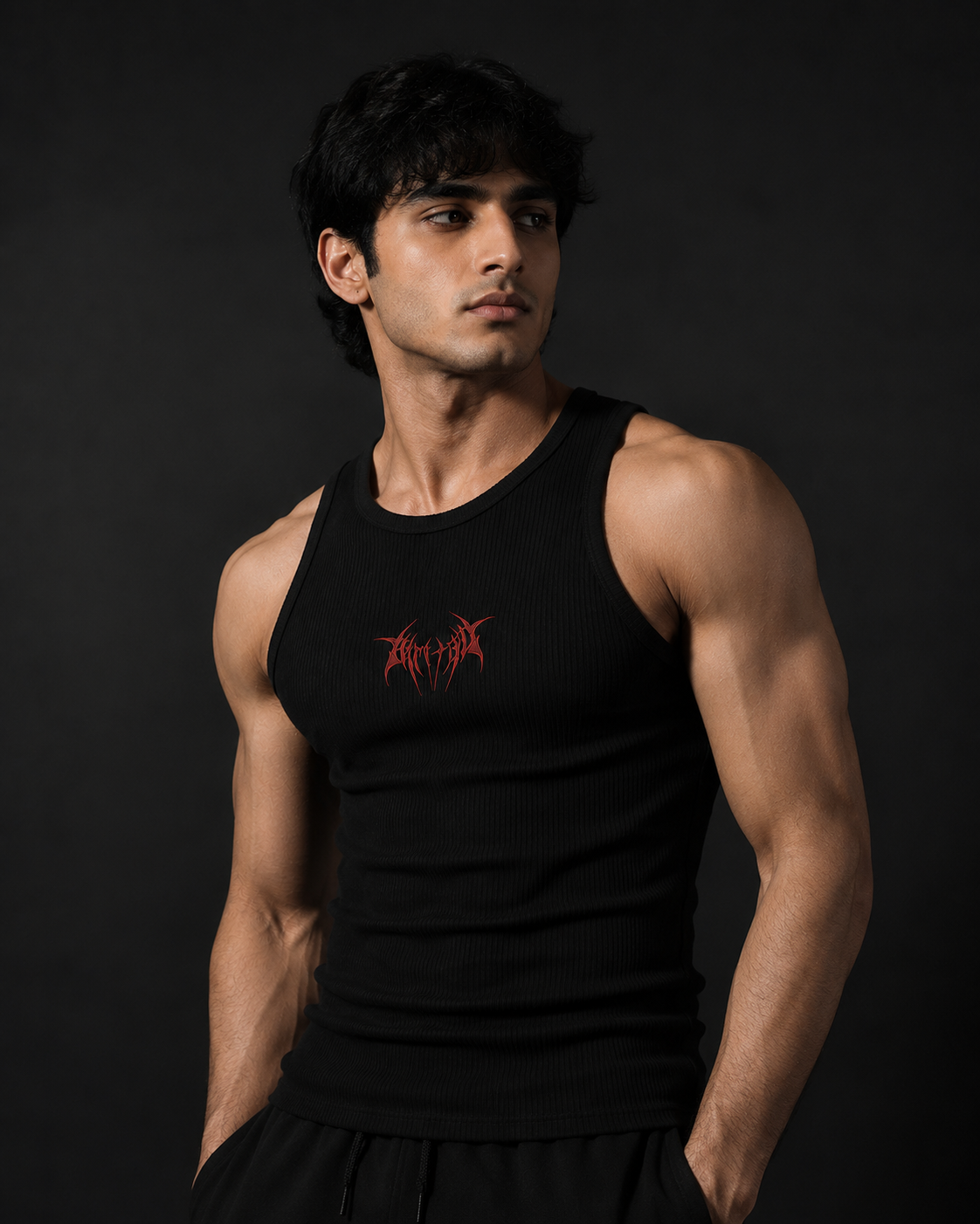Embroidered Ribbed Vest